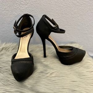 Qupid Black Faux Leather Heels